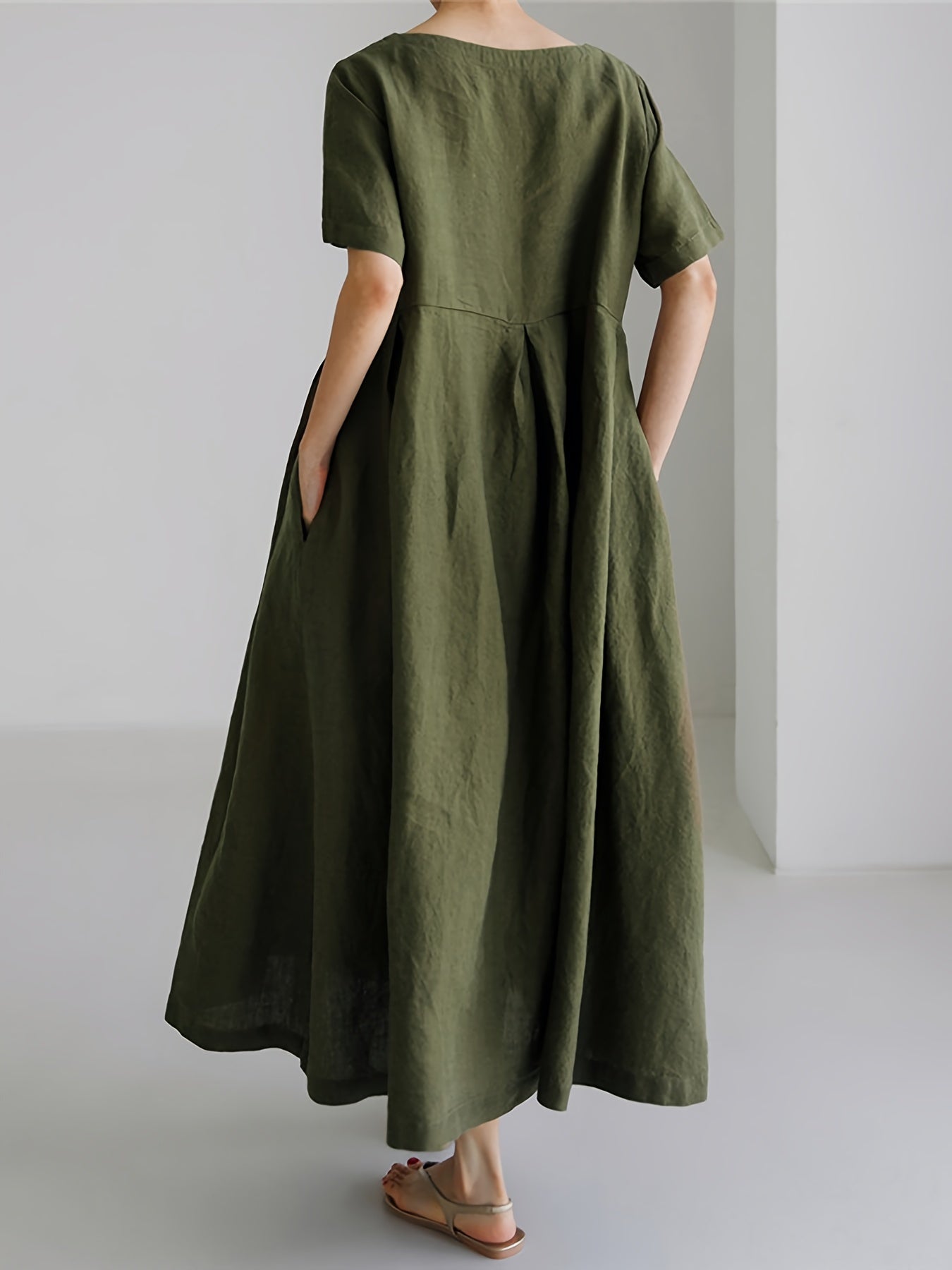 GR | Women's Solid Color Linen Dress