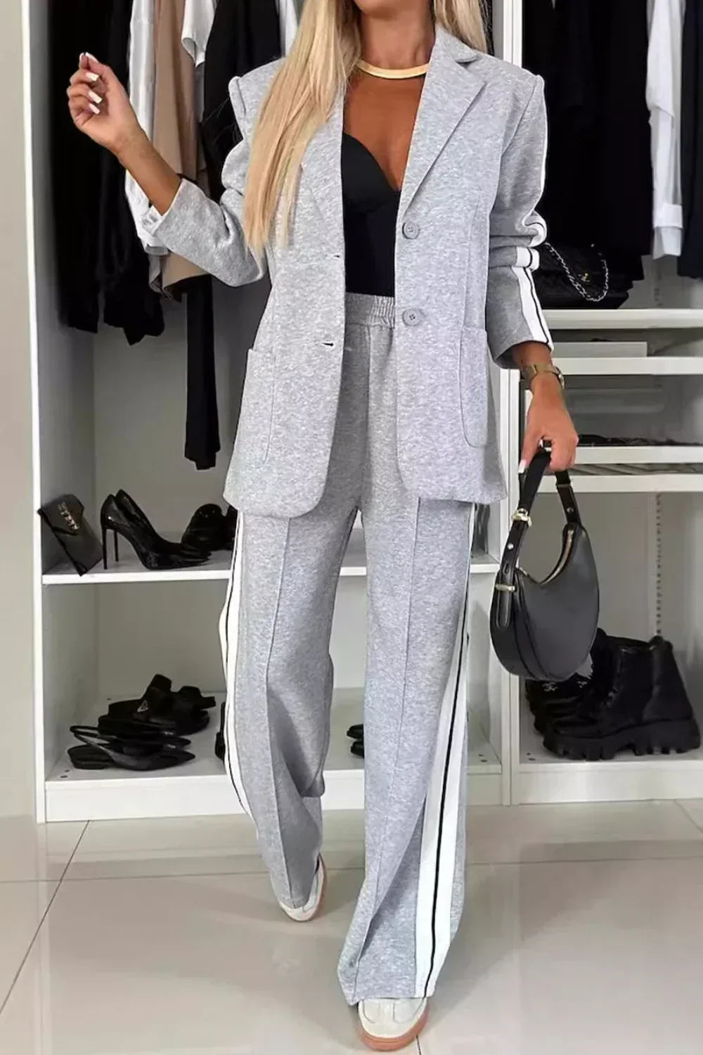 GR | 2-Piece High-Waisted Blazer Set for Women
