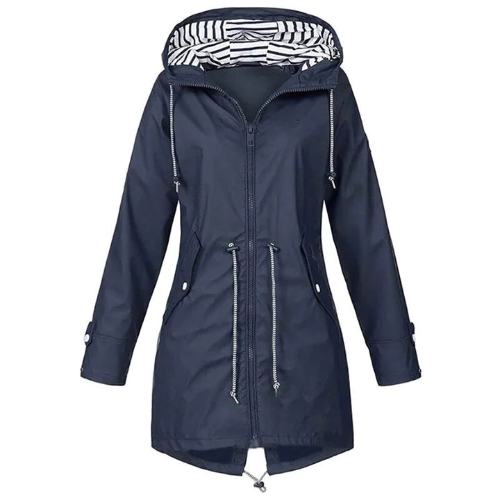 GR Stylish Waterproof Outdoor Rain Jacket with Hood for Women | Classic Style & Ideal for Outdoor Activities