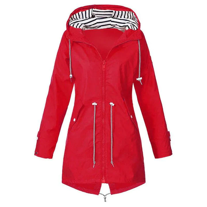 GR Stylish Waterproof Outdoor Rain Jacket with Hood for Women | Classic Style & Ideal for Outdoor Activities