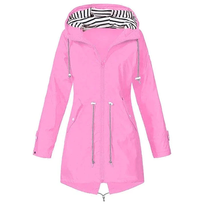 GR Stylish Waterproof Outdoor Rain Jacket with Hood for Women | Classic Style & Ideal for Outdoor Activities