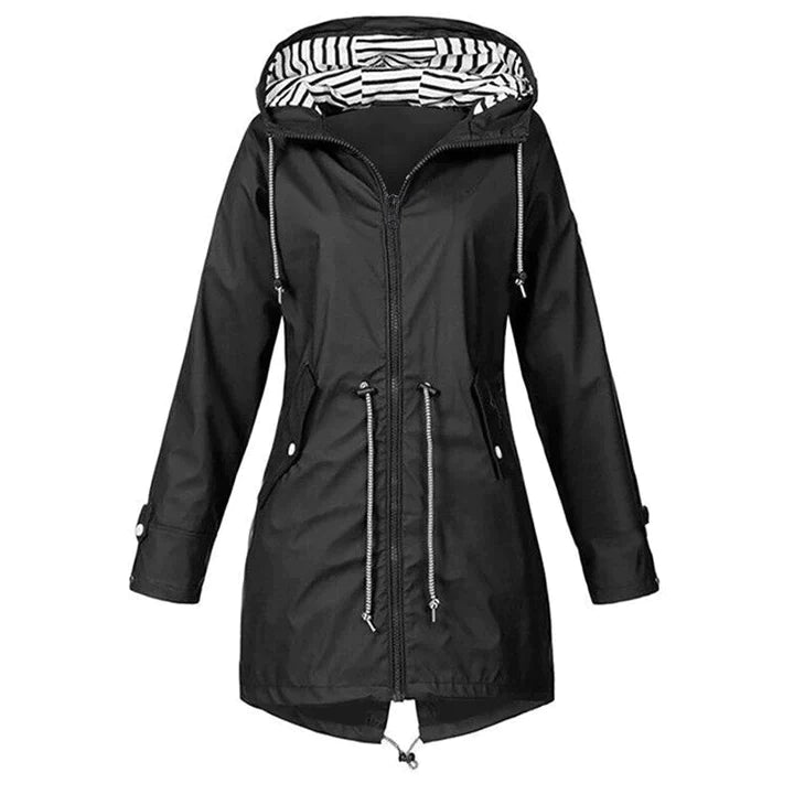 GR Stylish Waterproof Outdoor Rain Jacket with Hood for Women | Classic Style & Ideal for Outdoor Activities