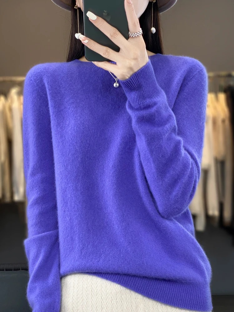 GR | Kaschmir Pullover Damen Runder Ausschnitt Weicher und Eleganter Strickpullover