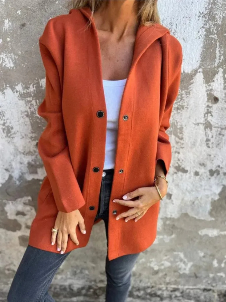 GR | Long Cardigans for Women Elegant Cardigan with Hood and Buttons