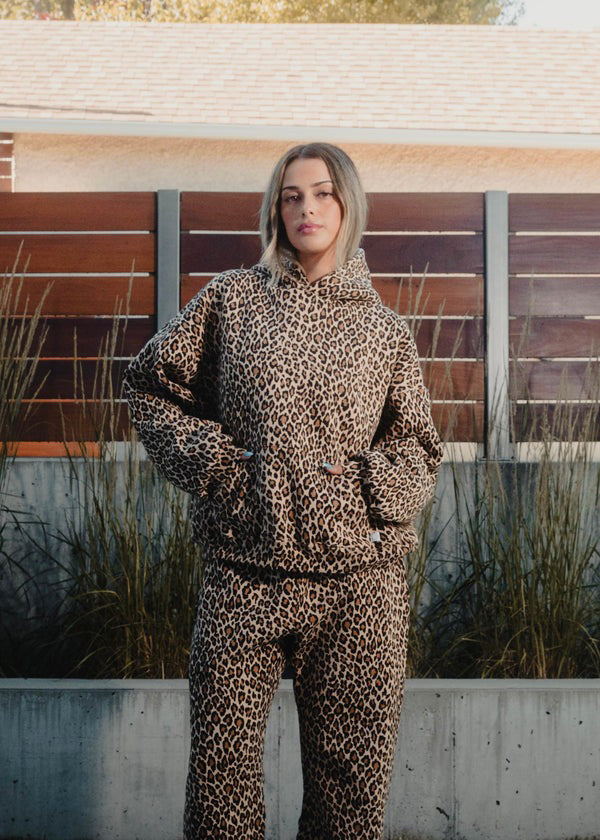 GR | Leopardenmuster Hoodie und Jogginghose Set für Damen