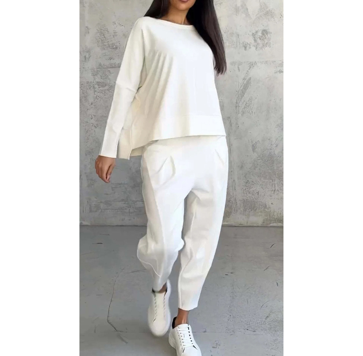 GR | Women's Loungewear Set with Long-Sleeved Top and Relaxed Fit, Two-Piece
