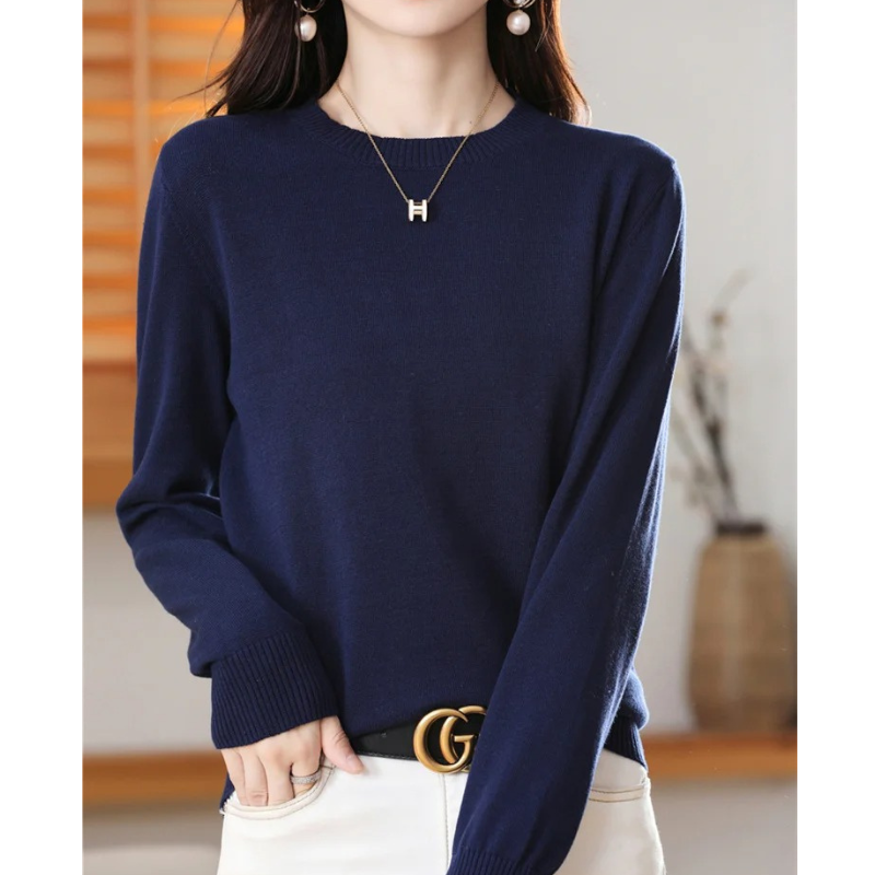 GR | Cashmere Pullover Damen Klassischer Rundhals, Weich & Atmungsaktiv