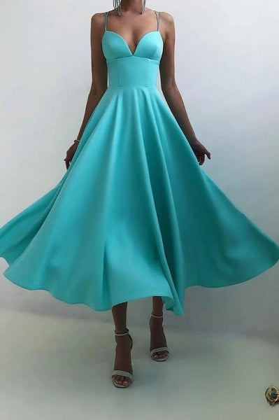 GR | elegantes Midi-Kleid mit Spaghettiträgern für besondere Anlässe