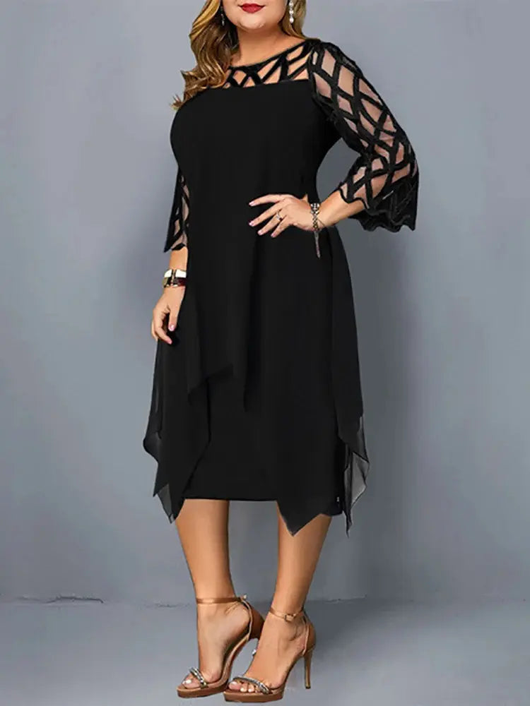 GR | Elegantes Plus Size Spitzen Midi Kleid