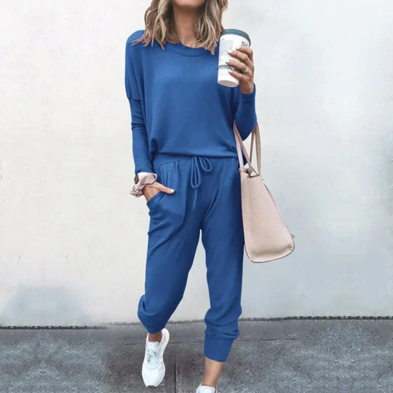 GR | Women's Loungewear Set, Comfortable Two-Piece with Drawstring and Long-Sleeved Shirt