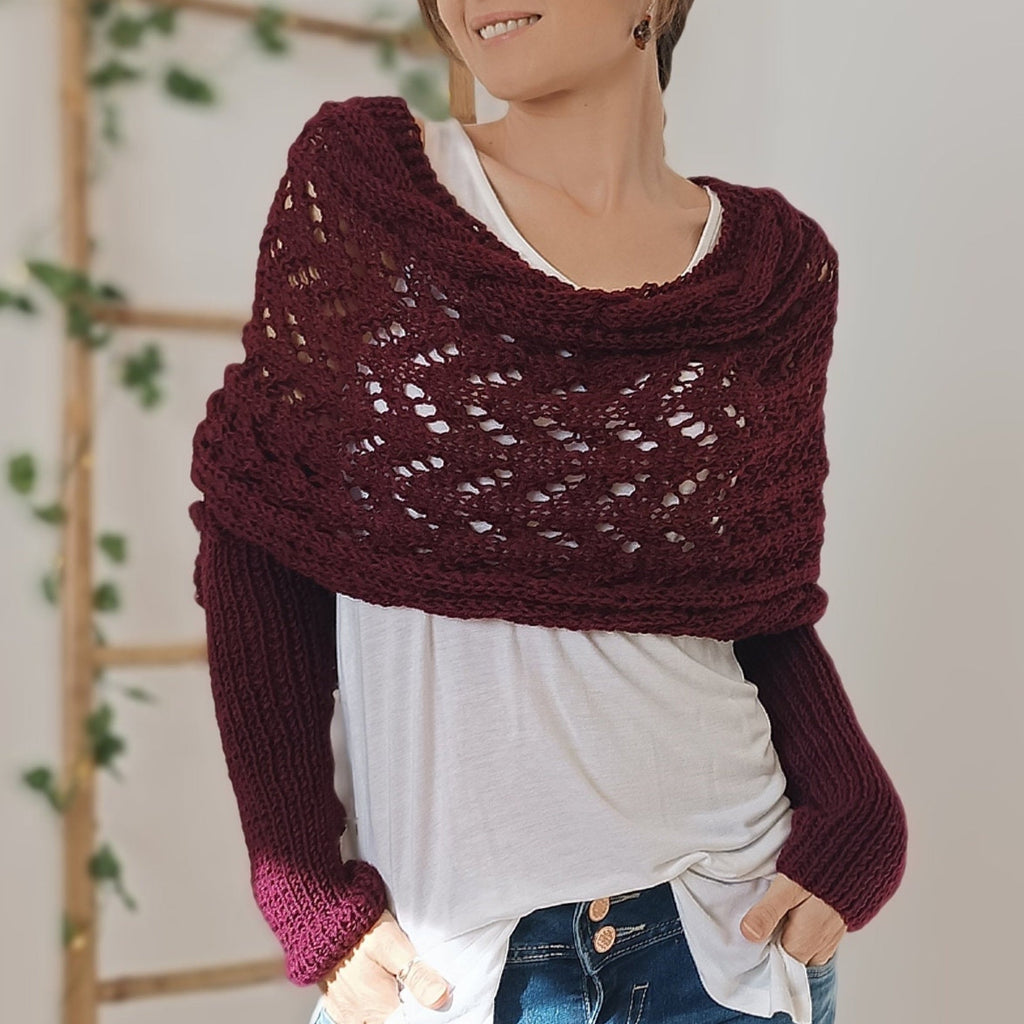GR | Versatile scarf with sleeves and braided pattern