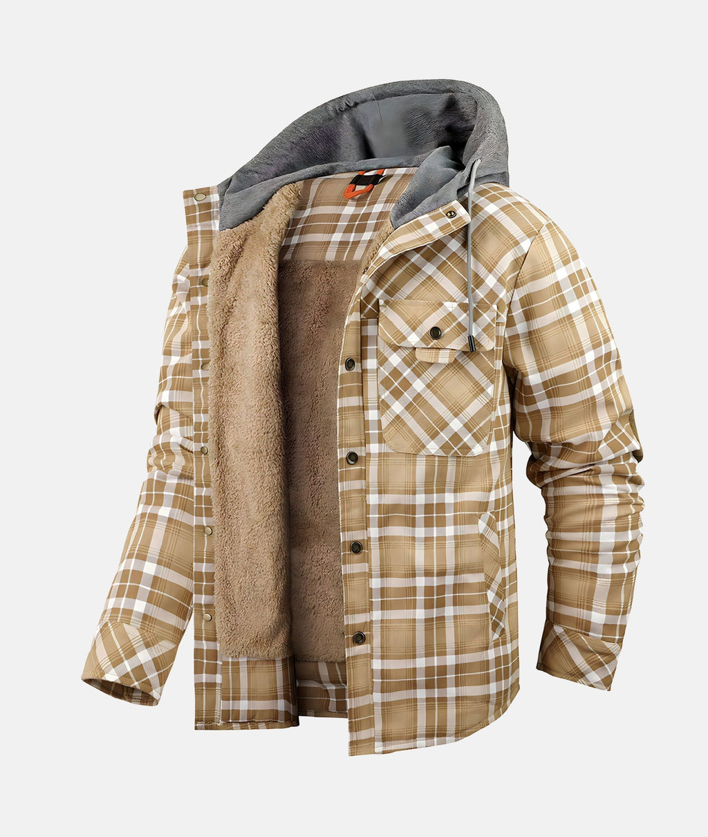 GR | Checkered flannel jacket with hood and faux fur lining