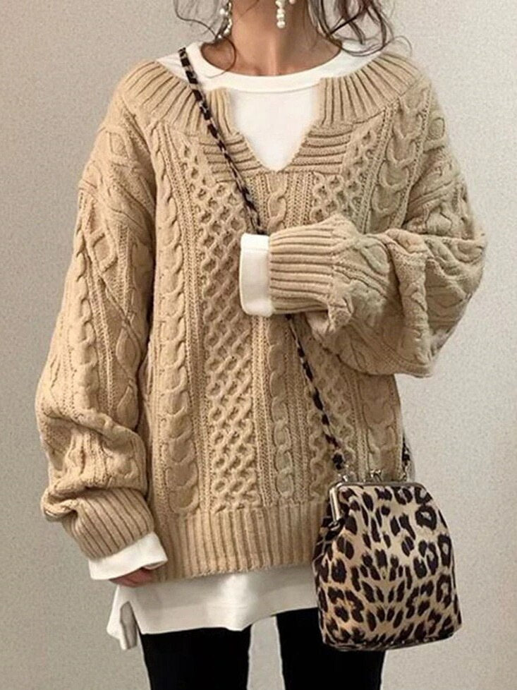 GR Luxe Sweater | Bequemer warmer Oversized-Zopfpullover aus weichem Material