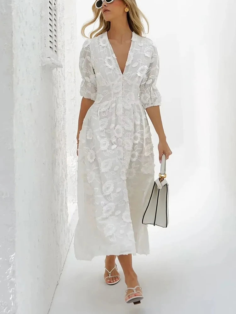 GR | Midikleid Mit Stickerei – Elegante Damenmode Für Jeden Anlass
