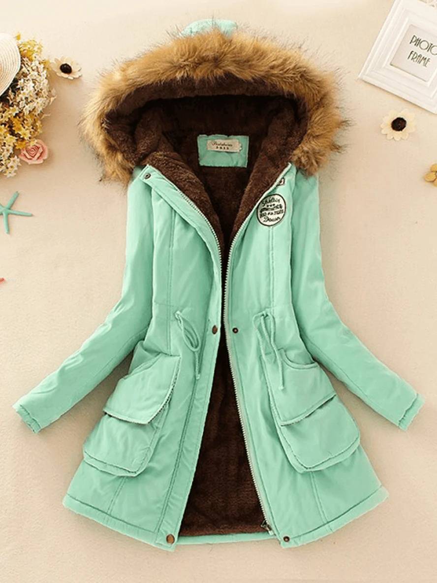 GR | Women's parka in mid-length style with zipper