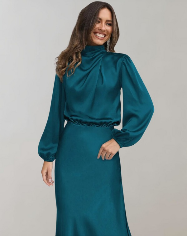 GR | Elegantes Abendkleid für Damen Lang Langärmelig