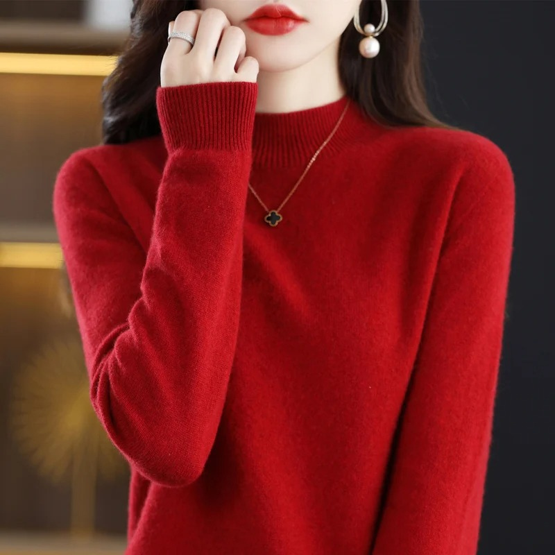 GR | Women's Cashmere Round Neck Sweater - Soft and Lightweight Knit Sweater