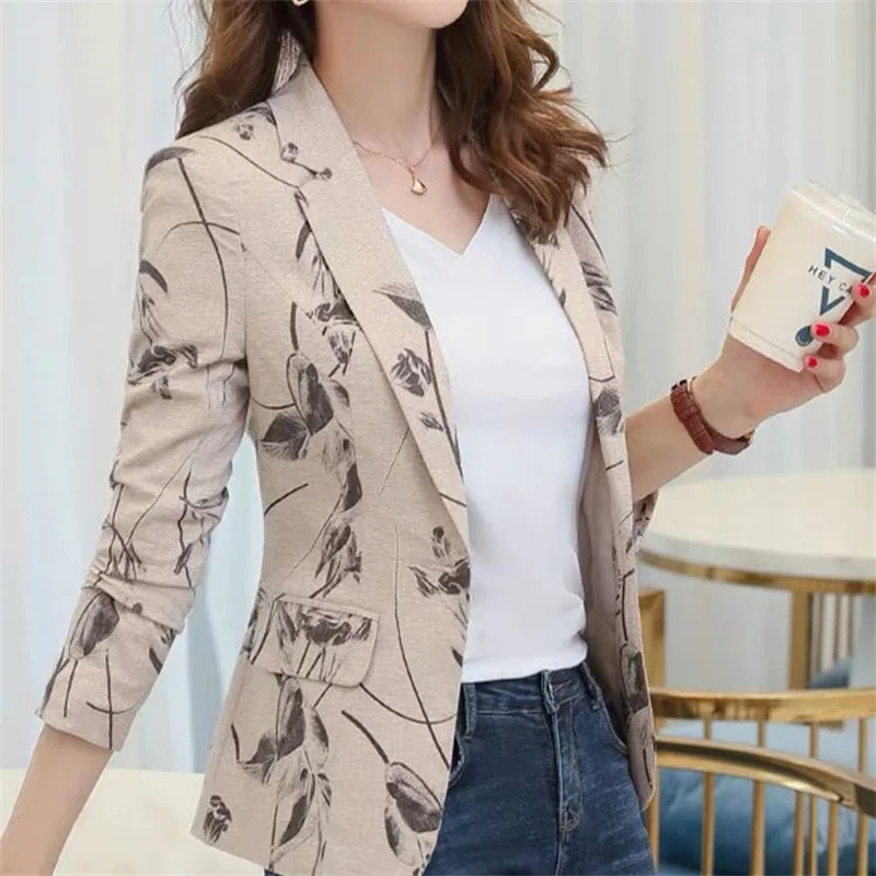 GR | Women's Floral Pattern Blazer Perfect for Spring and Summer