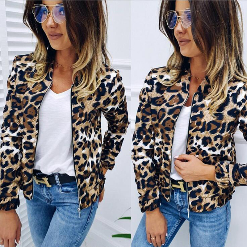 Bomber jacket with animal print and comfortable fit