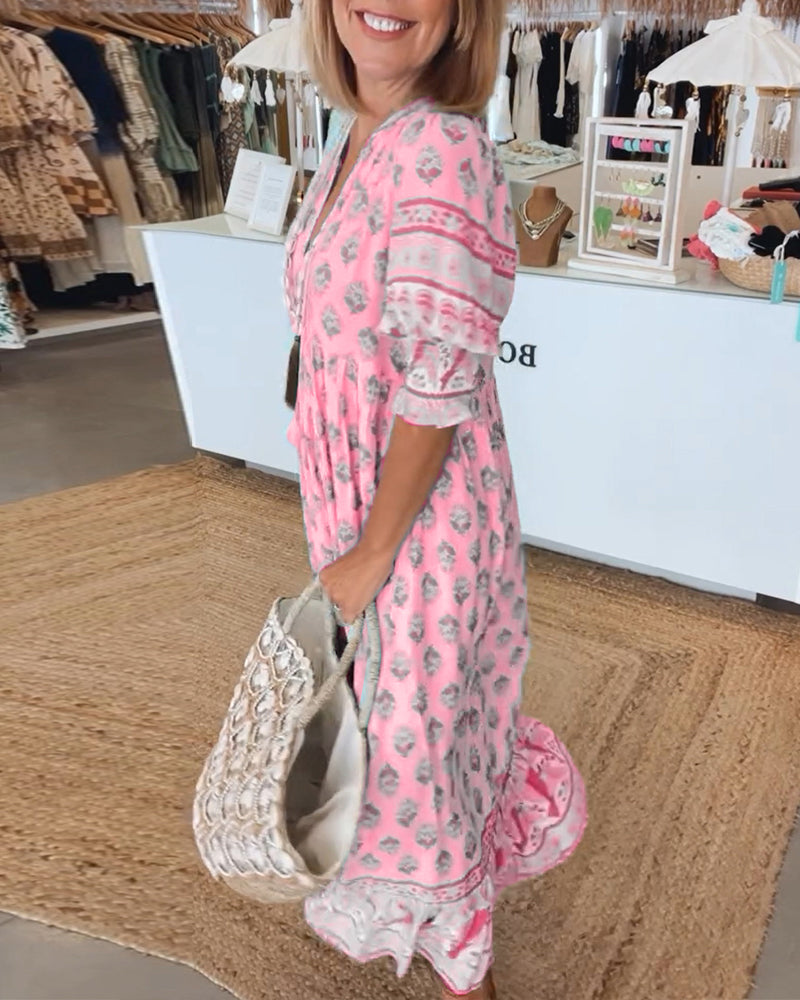 GR | Printed V-neck dress