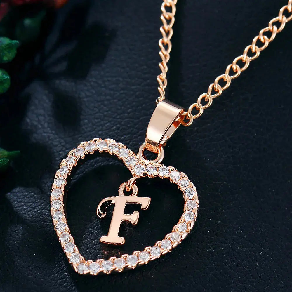GR | Letter Zircon Love Necklace Jewelry Pendant