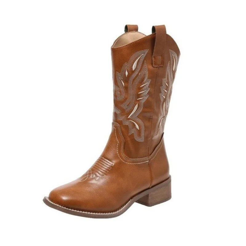 GR | Western style boots for women with pointed toe and block heel, cowboy boots for women