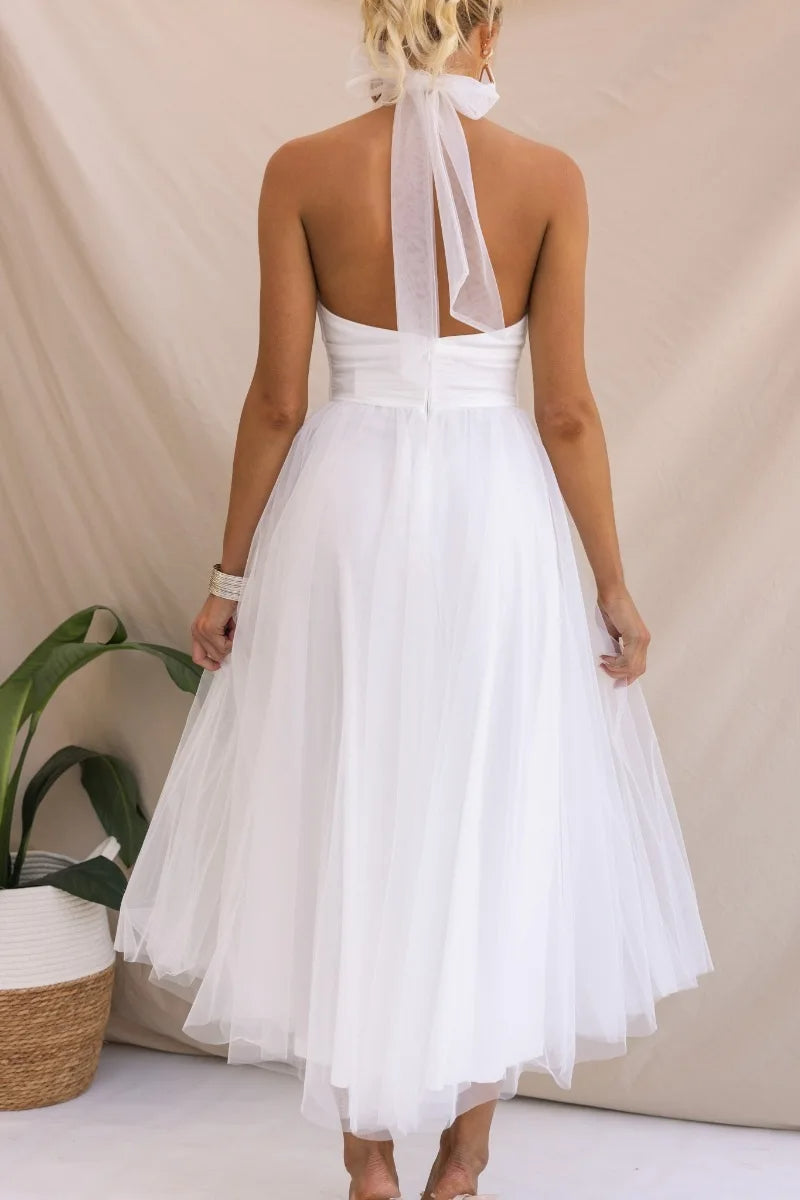 GR | Halter Tüll Midi Kleid