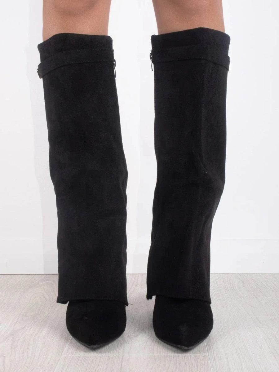 GR | Elegant women's boots made of high-quality suede with golden accents