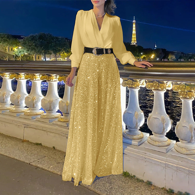 GR | Elegant cut - Wide-legged sequined jumpsuit