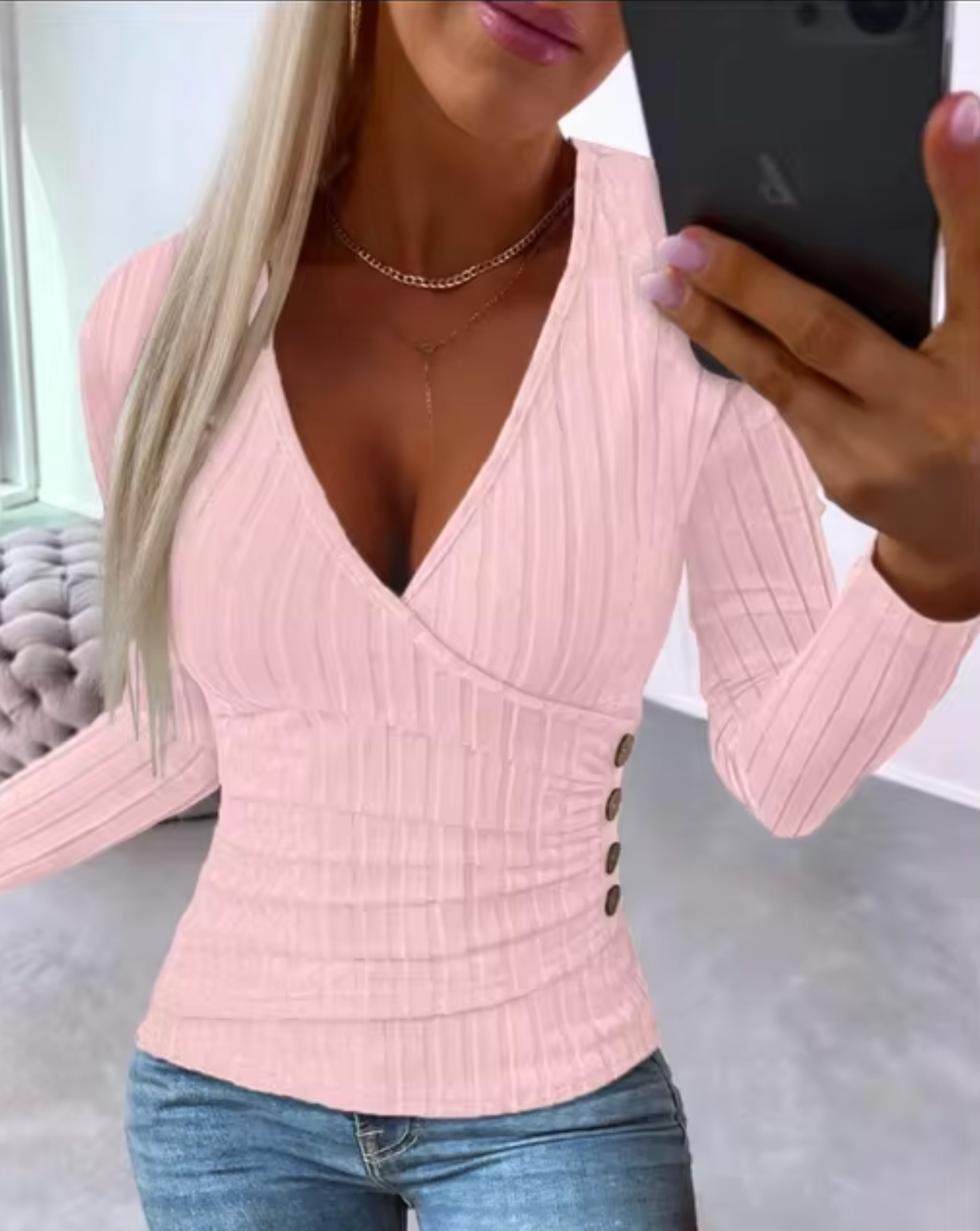 GR | Elegant, fitted cardigan with V-neck