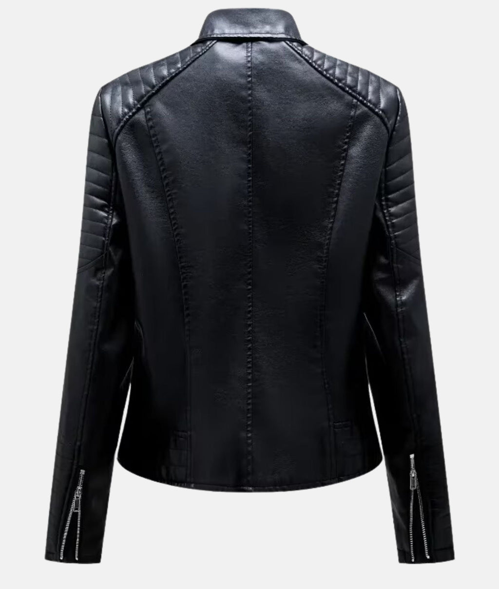 GR | Women's leather jacket without hood - Stylish biker jacket