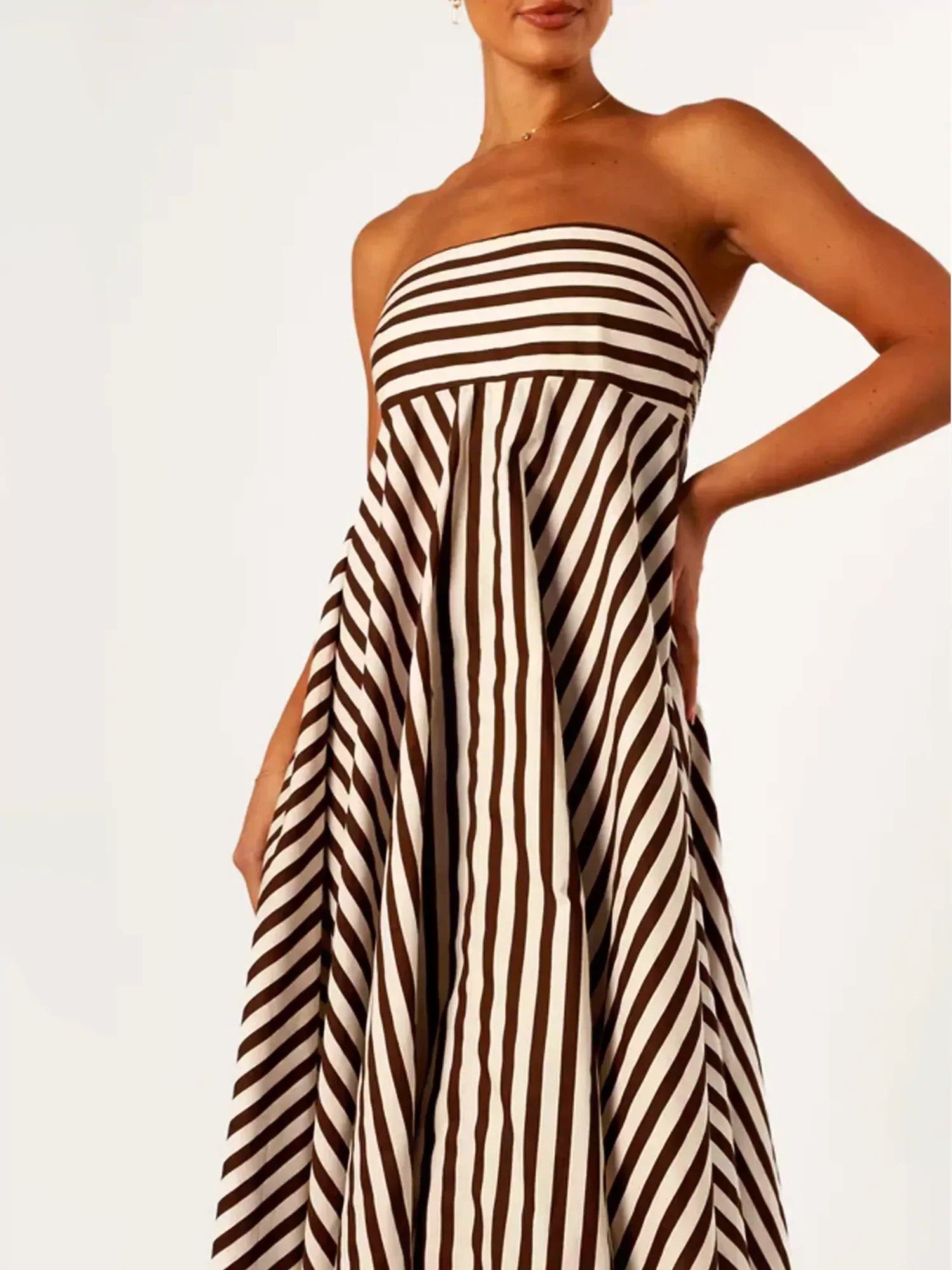 GR | Strapless Striped Maxi Dress for Women