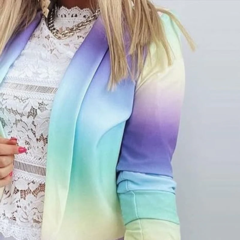 GR | Women's Ombre Open Front Blazer, Long Sleeves, Relaxed Fit
