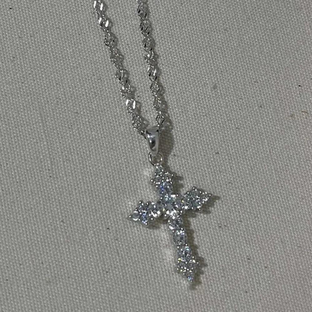 GR | Crystal Zircon Cross Pendant Necklace for Women