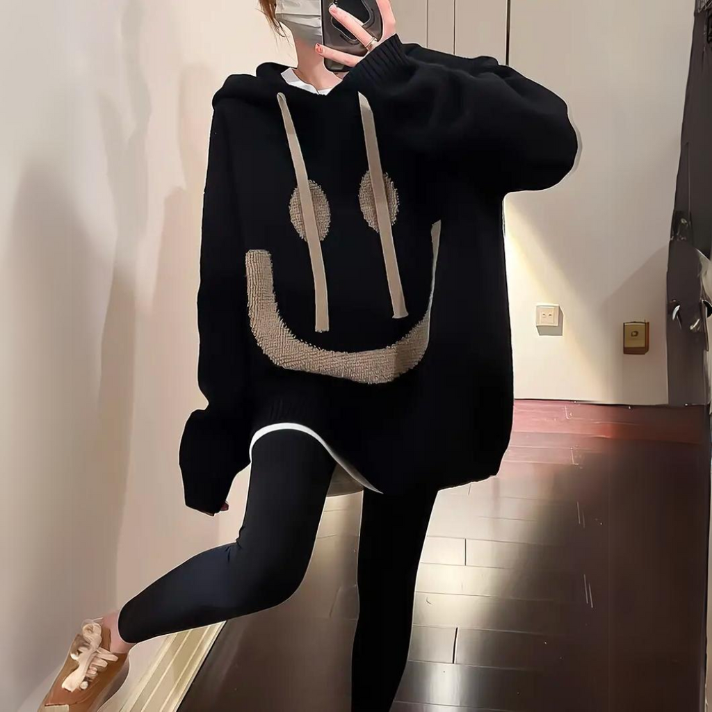 GR | Hoodie Mit Smiley-Print Für Frauen