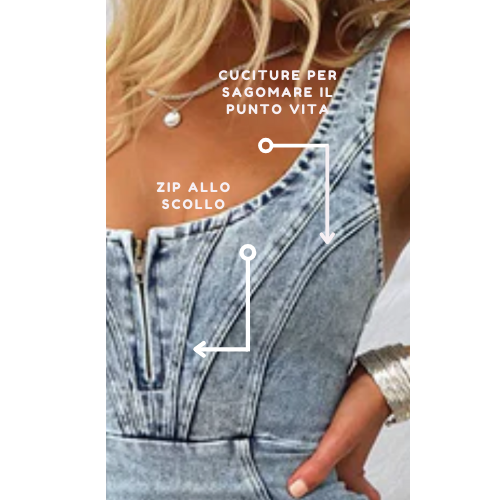 GR | Denim Kleid mit Enganliegender Passform Die Ein Elegantes Aussehen Sicherstellt