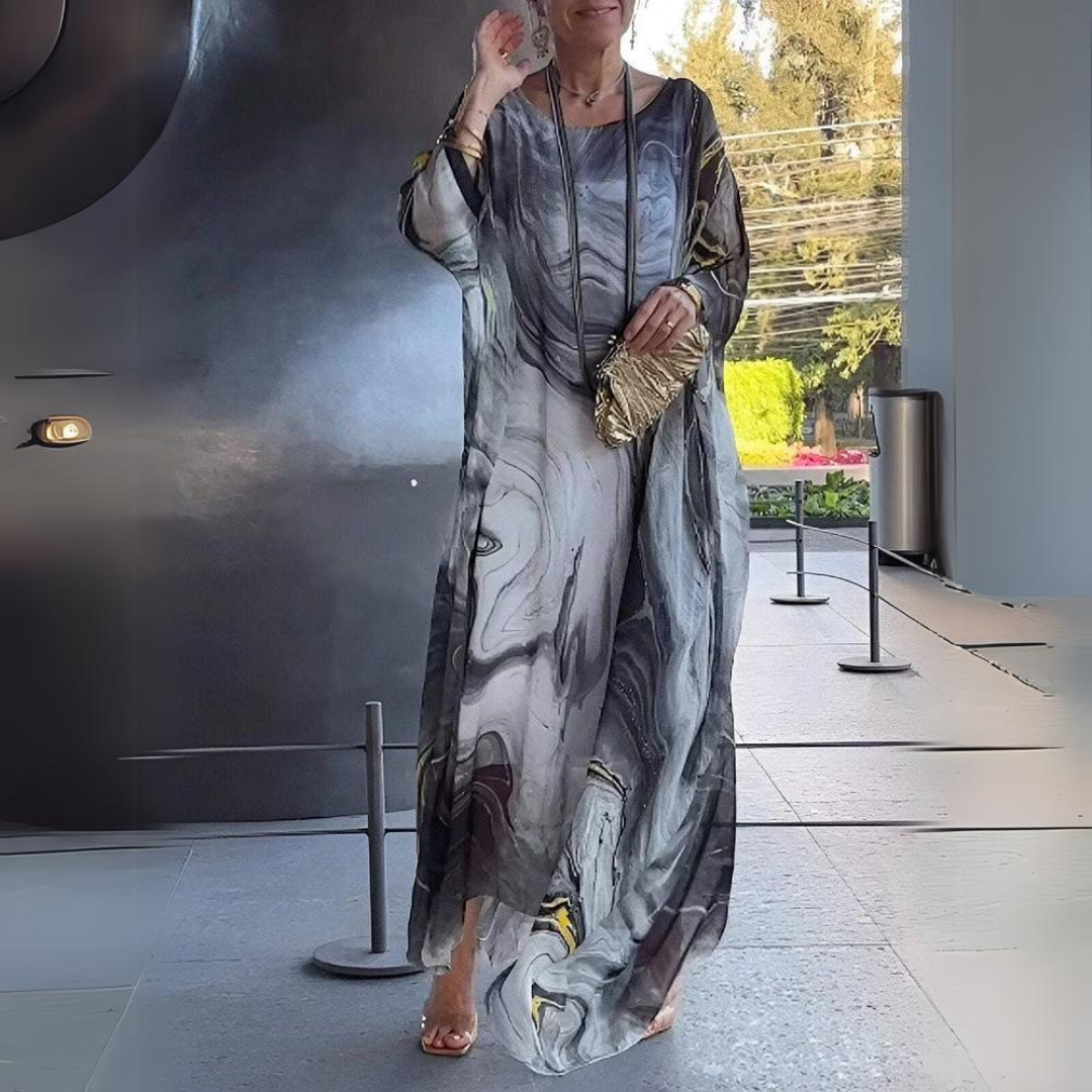 GR | Kaftan Dress Flowing Lightweight Fabric Elegant Loose Fit Wide Sleeves