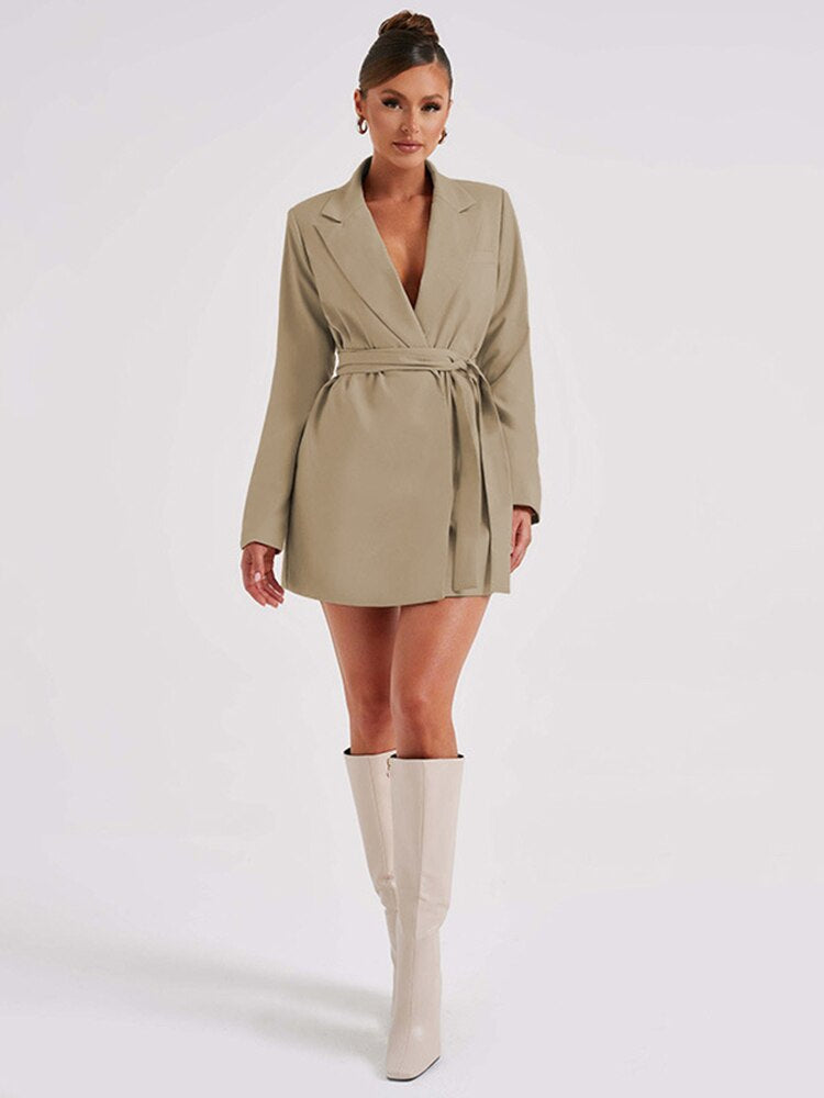 GR | Black blazer dress with V-neck