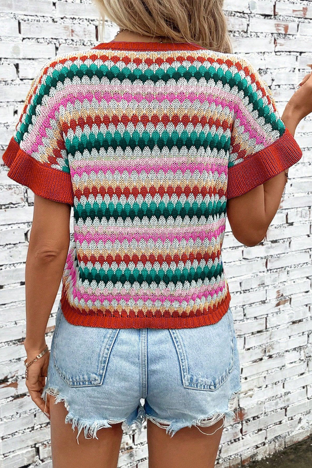 GR | Red crop top with colored texture for women