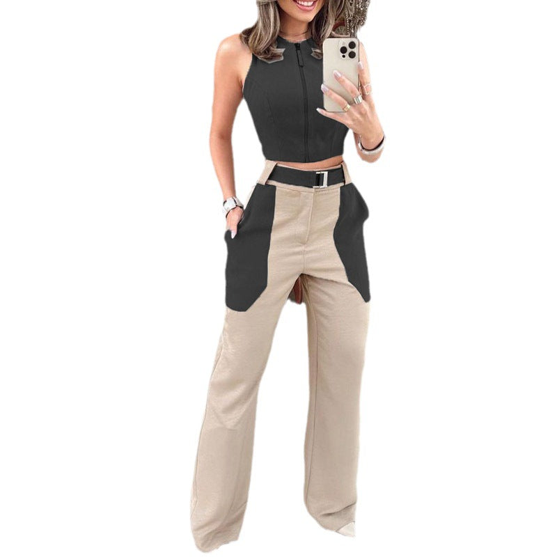 GR leisure vest with belt, blouse and trousers