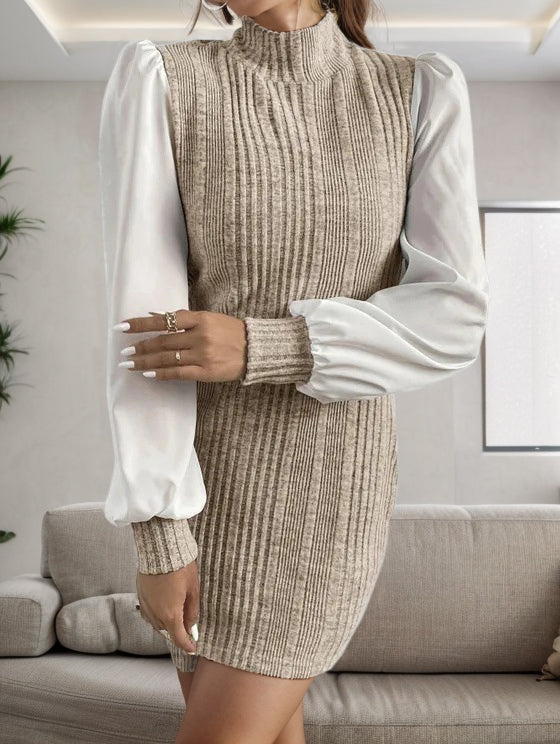 GR | Stilvolle Herbst Gerippte Pullover Kleid Für Frauen