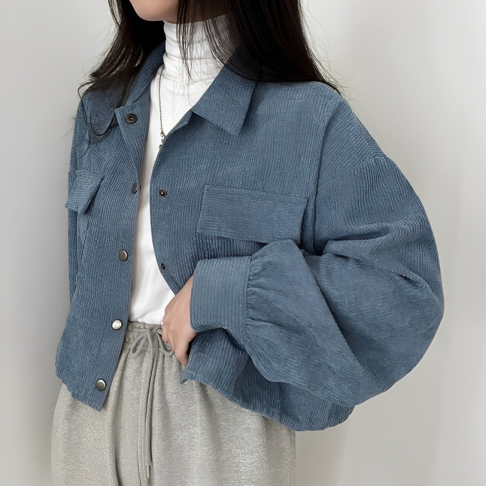 GR | Women's Corduroy Jacket with Short Lapel