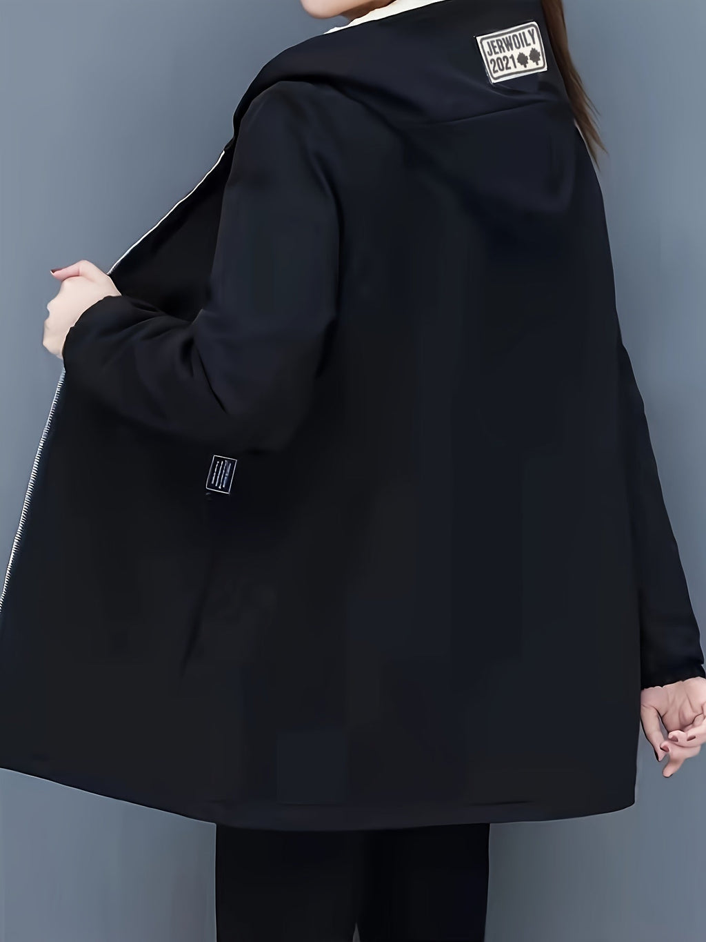 GR | Kapuzenmantel für Damen - schwarze Freizeitjacke