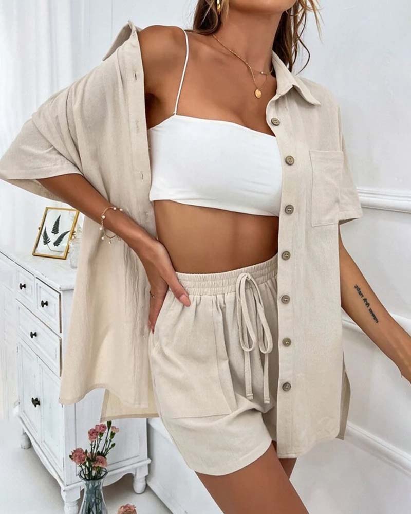 GR | Casual set consisting of a solid-color shirt and shorts