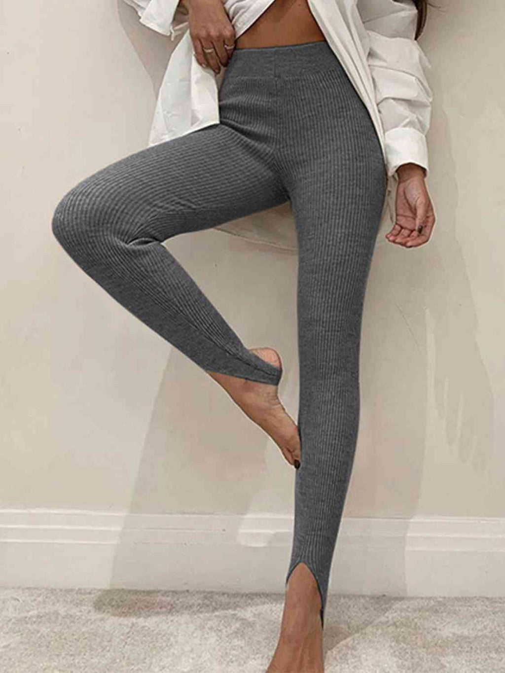 GR | Geripptes Mittel Taillen Leggings