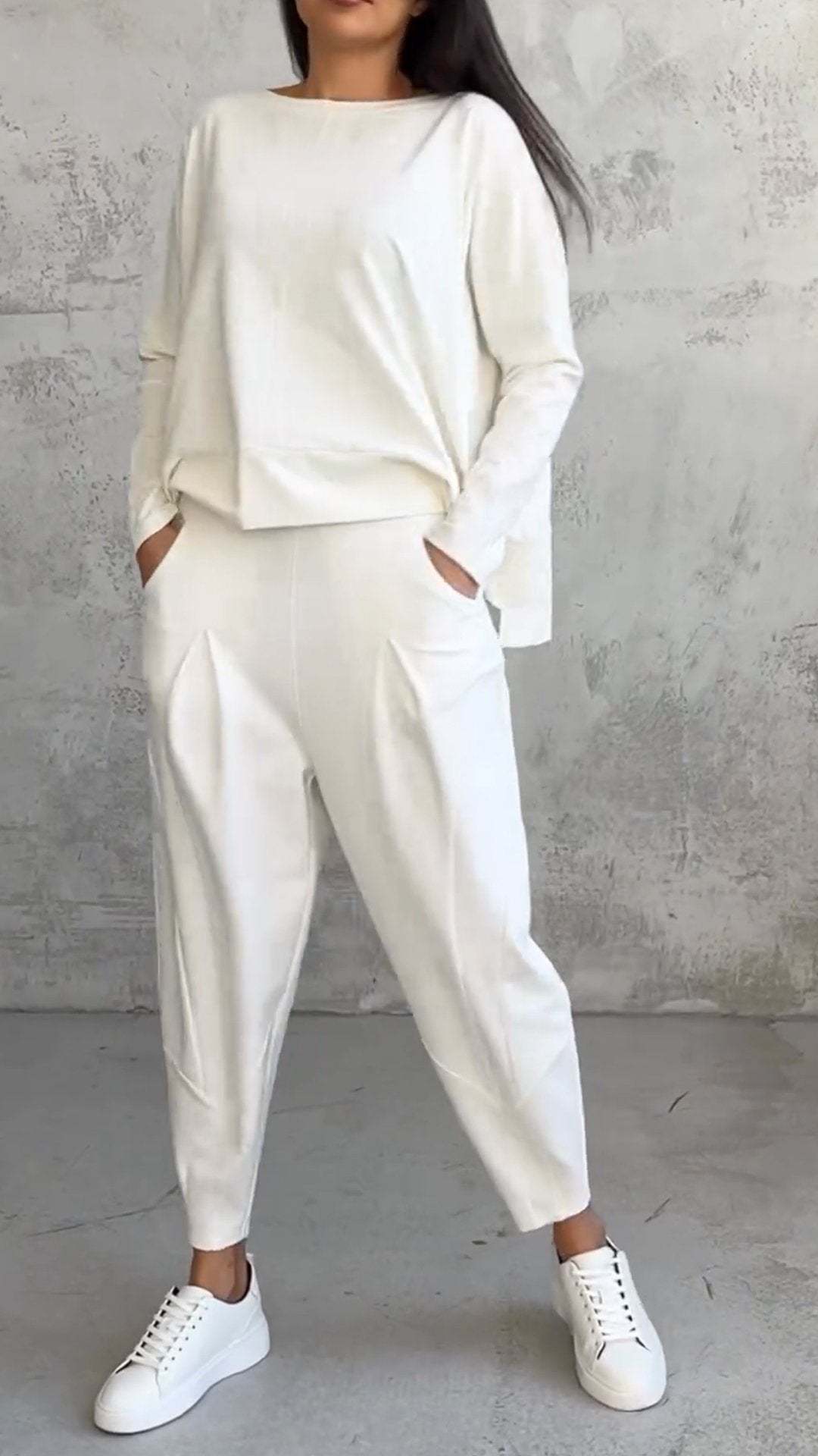 GR | Hosenanzug Mit Langen Ärmeln Für Frauen, Unregelmäßiges Design
