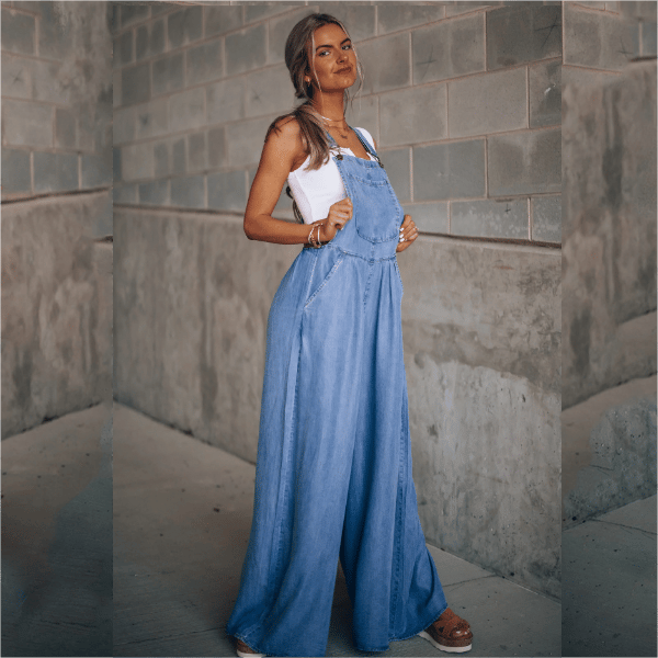 GR | Women's wide-leg denim overalls