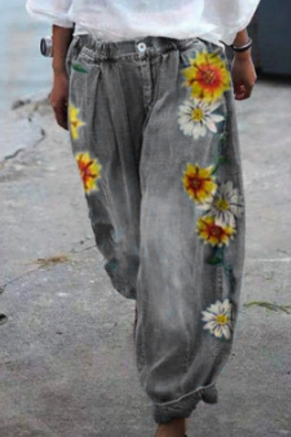 GR | Bohemian Floral Printed Oversized Harem Pants 