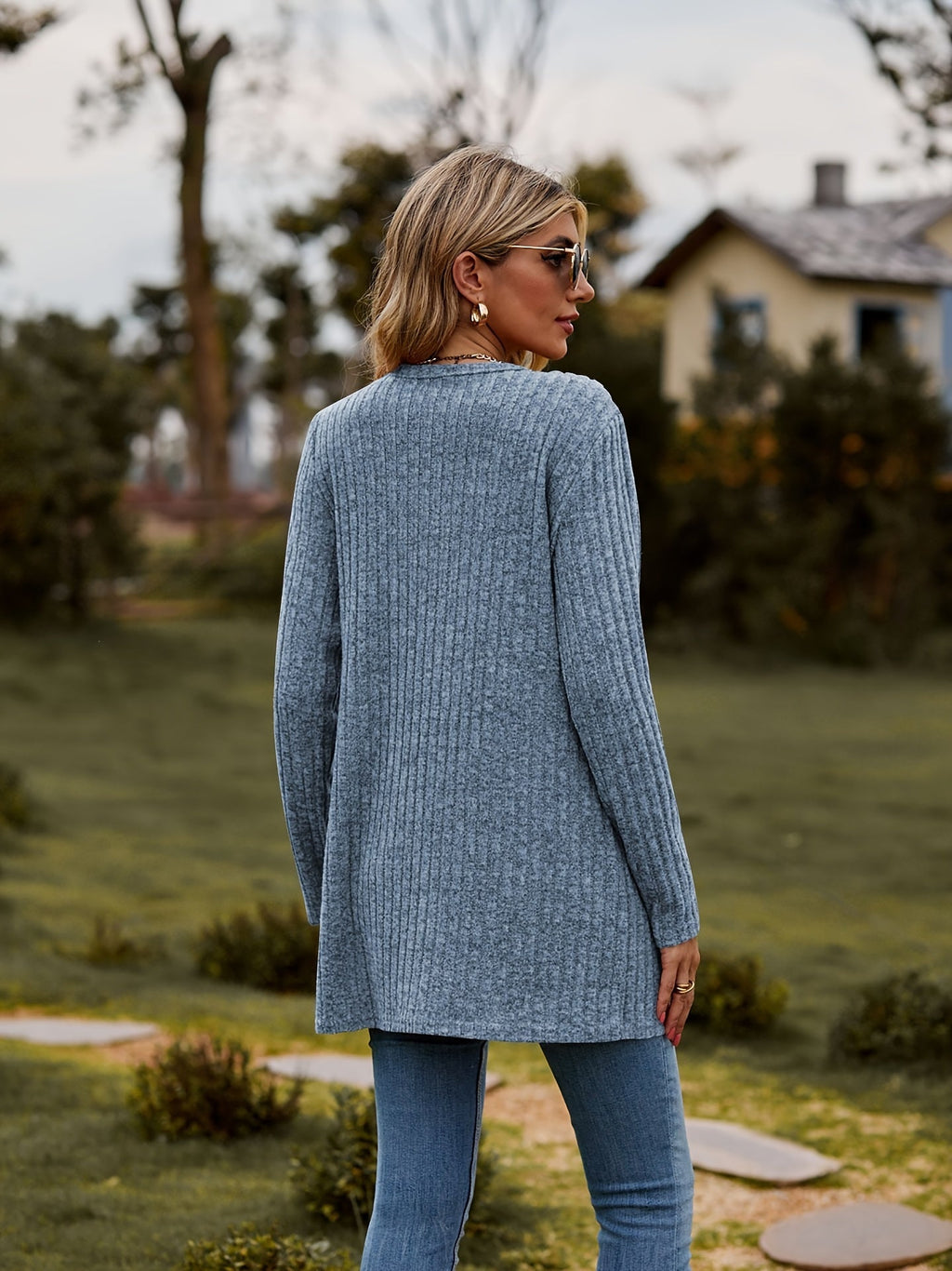 GR Warmer Gerippter Baumwolle Strickcardigan Für Damen | Perfekt Für Lässige Tage