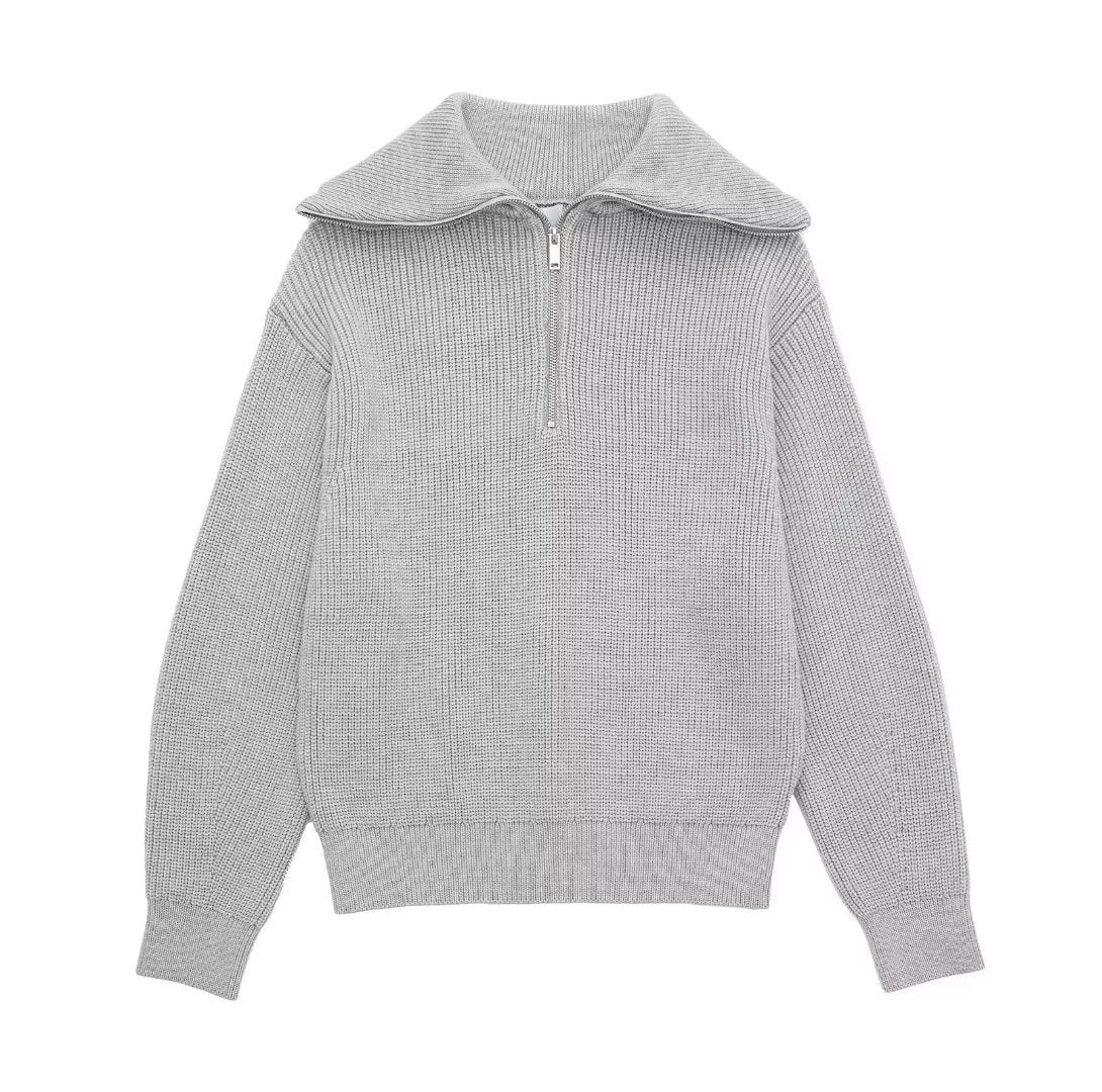 GR | All Match Wool Sweater with Open Collar